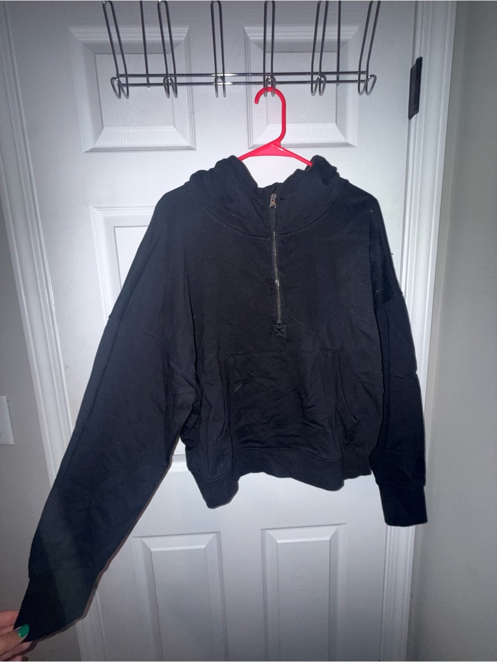 JoyLab Black Hooded Half-Zip Pullover
